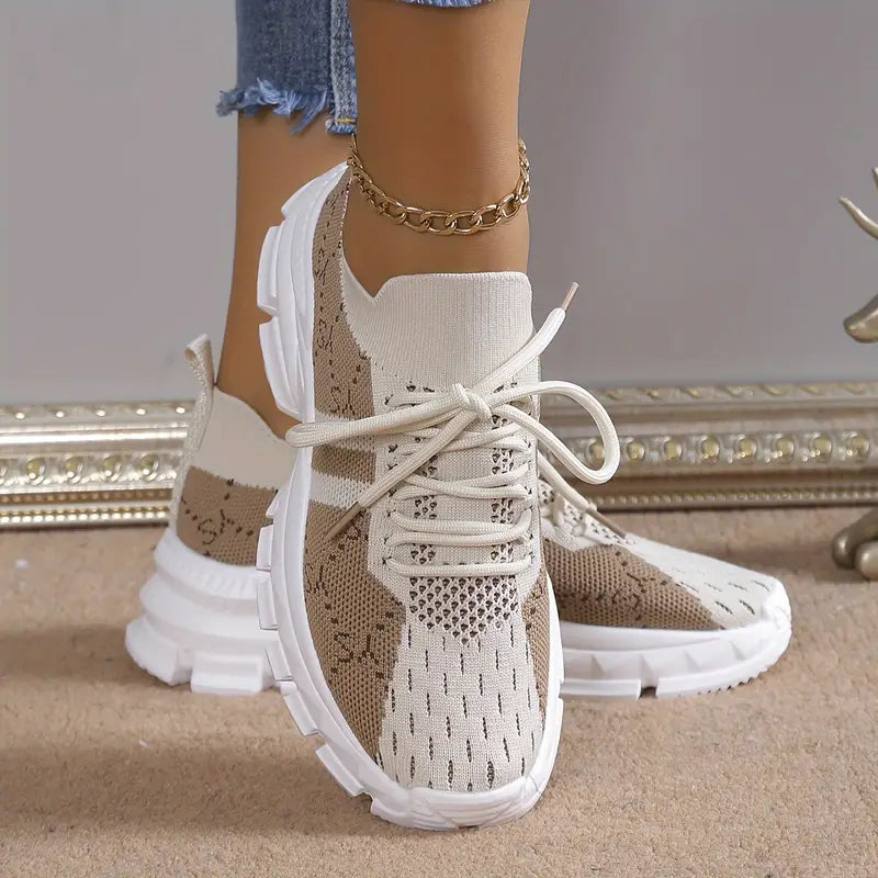 Women's Letter Pattern Lace-up Fashion Chunky Sneakers