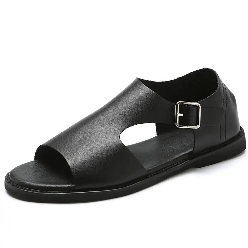 Männer Leder Sandalen Schwarz Männlich Sommer Schuhe