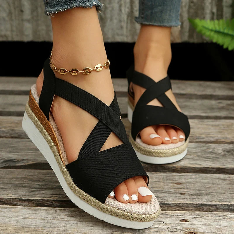 Damen Casual Cross-Strap Retro Sandalen