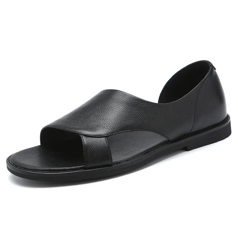 Männer Leder Sandalen Schwarz Männlich Sommer Schuhe