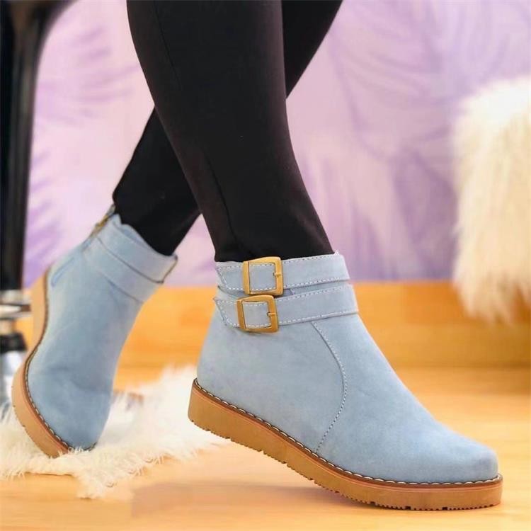 Retro Faux Suede Side Zip Ankle Boots