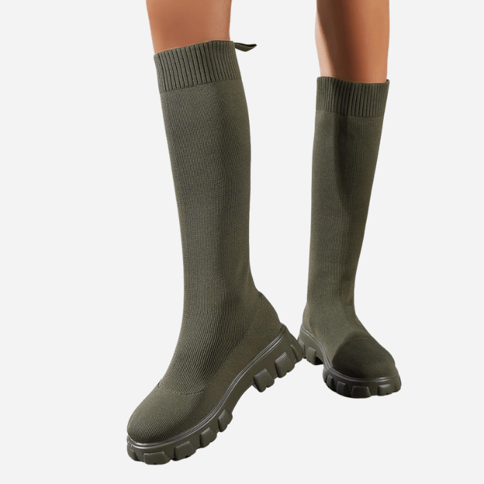 BOTTINES CHAUSSETTES HAUTES MARRON / 36