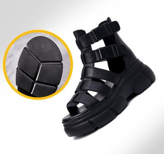 Handgefertigte Leder Retro-Stiefeletten Sandalen