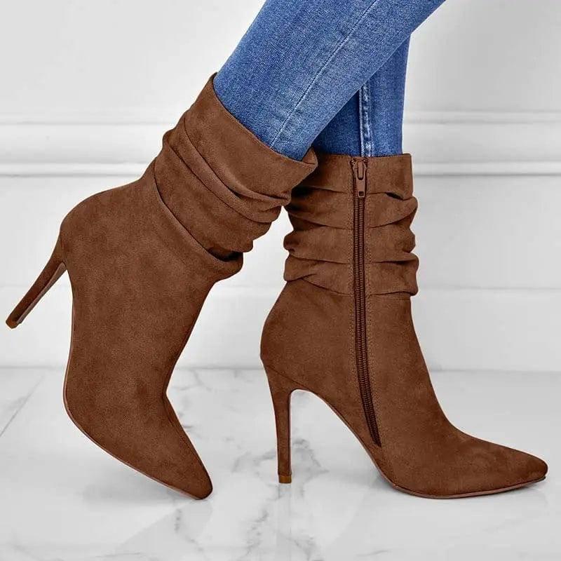 Pointed Toe Stiletto Heel Ankle Boots For Women Side Zipper-6