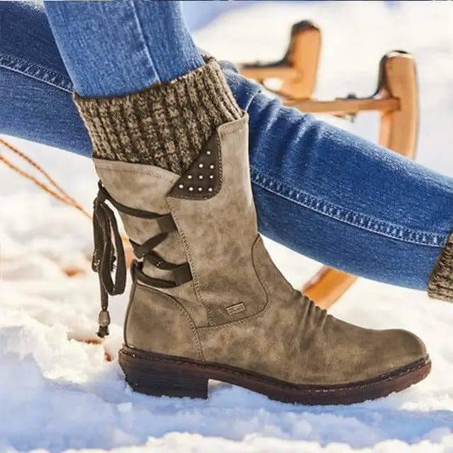 Women Winter Boots Mid-Calf Snow Boots-7