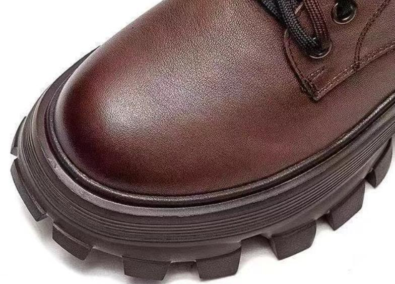 Handgefertigte warme Leder Plateaustiefel